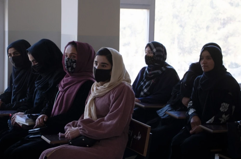 Students attend a class at Badakshan University in Faizabad, Afghanistan. (AFP)