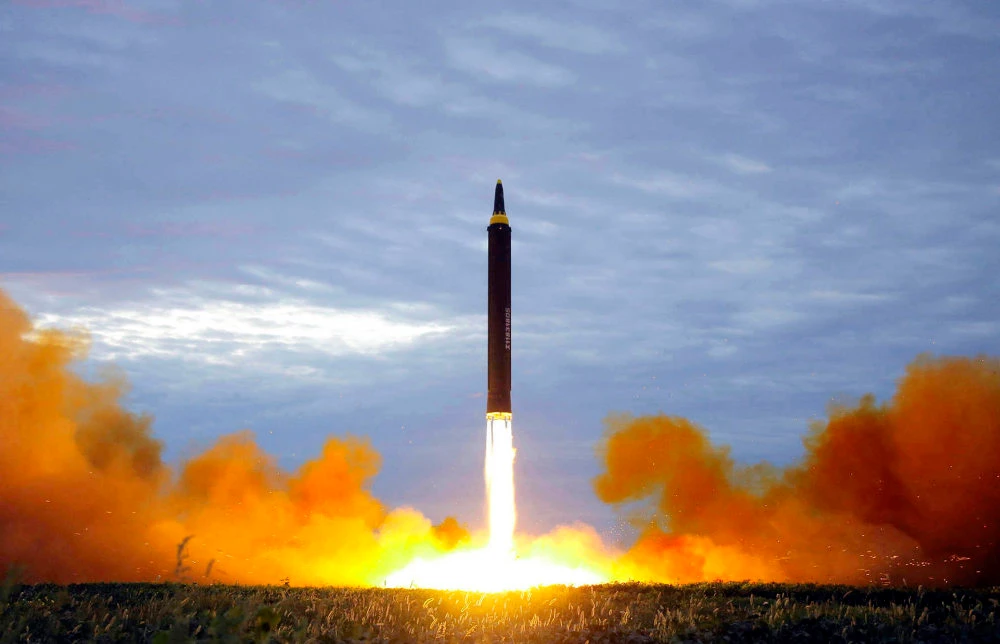 In this Aug. 29, 2017 file photo by the North Korean government shows what was said to be the test launch of a Hwasong-12 intermediate range missile in Pyongyang, North Korea. (AP)