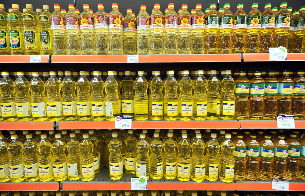 Ukraine, Kiev October 9, 2013, a supermarket selling food Sil'po department for the sale of oil. Shutterstock