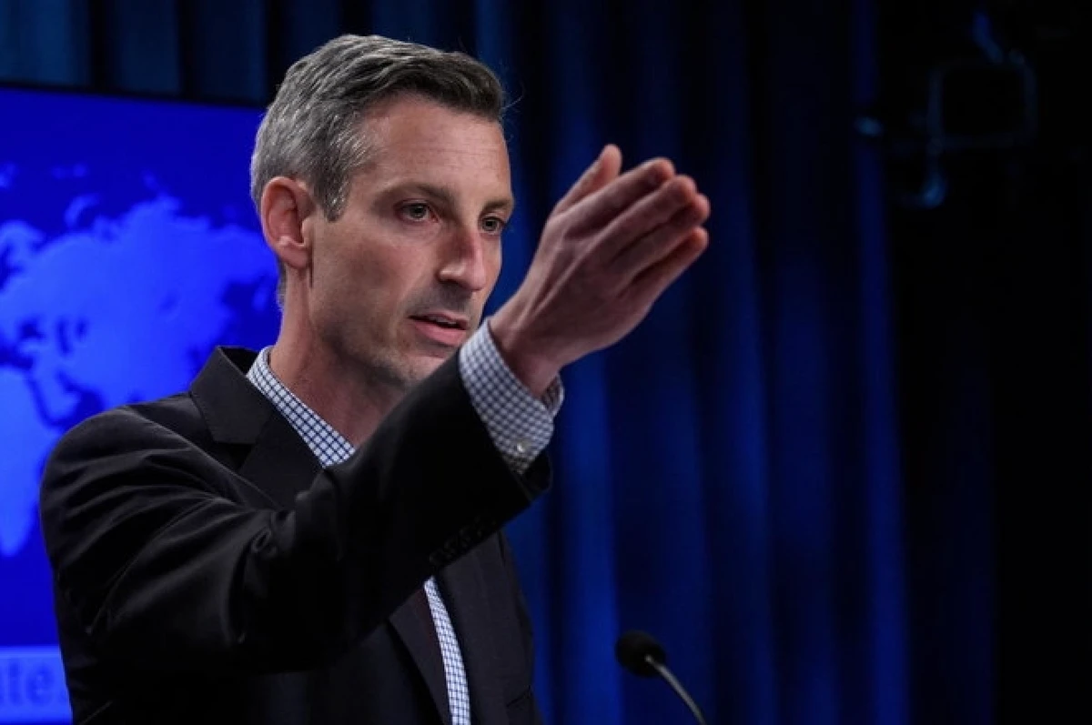 US State Department spokesperson Ned Price speaks at the daily briefing, at the State Department in Washington, DC, US, February 25, 2022. (Reuters)