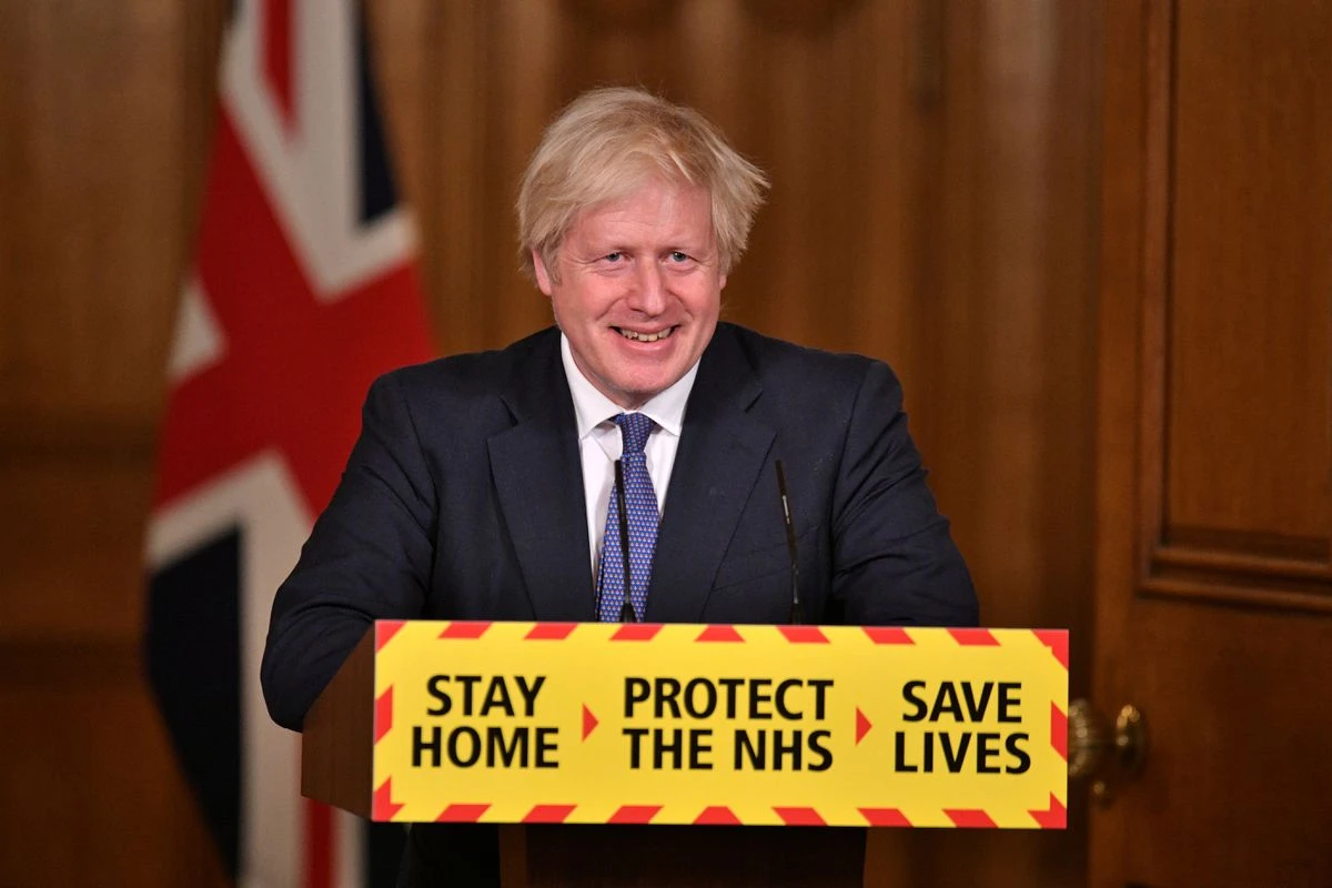 British Prime Minister Boris Johnson at a media briefing on the coronavirus pandemic in Downing Street, London, Britain, Jan. 15, 2021. (Reuters)