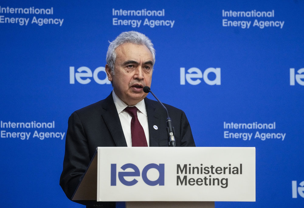 IEA Executive Director Fatih Birol speaks during the closing media conference at the International Energy Agency (IEA) ministerial meeting in Paris, Thursday, March 24, 2022. (AP)