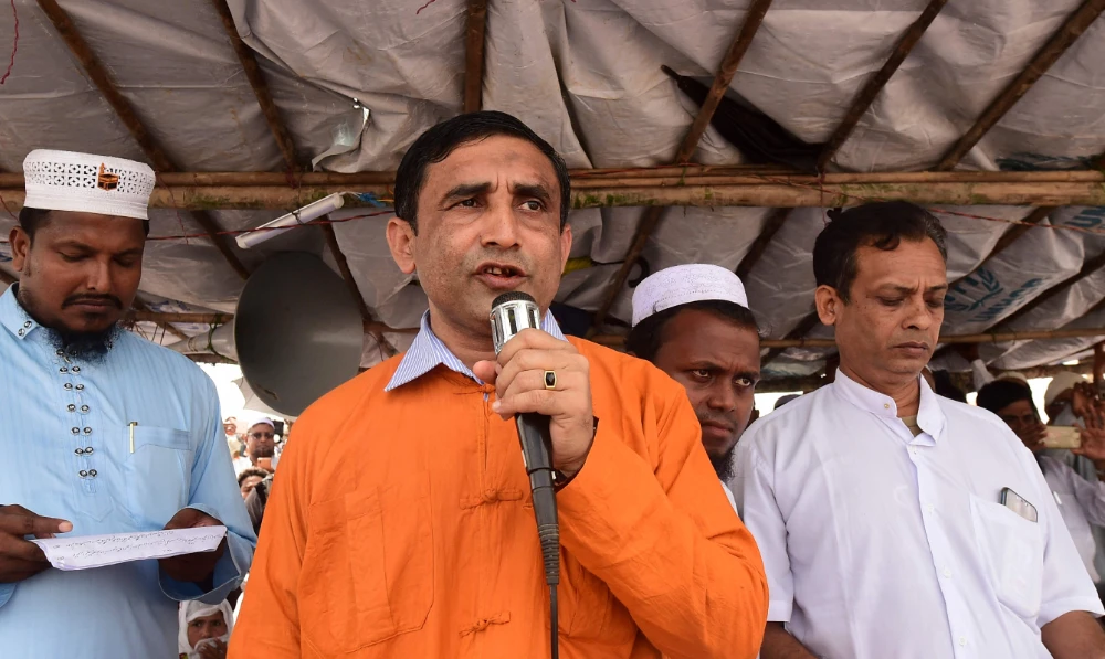 Mohib Ullah (C), a leader for the Rohingya community was shot dead last year in the vast refugee camps near the Myanmar border. (AFP/File)