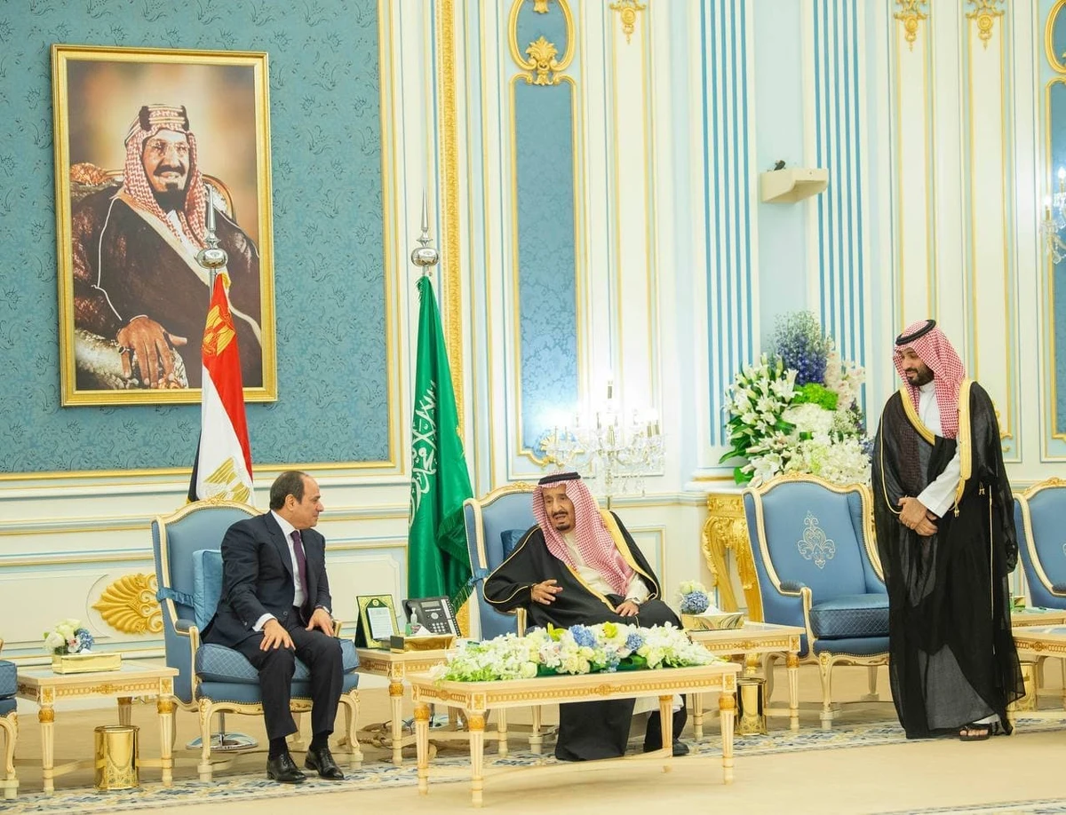 Saudi Arabia’s King Salman and Crown Prince Mohammed bin Salman host Egyptian President Abdel Fattah El-Sisi in Riyadh. (@KSAMOFA)