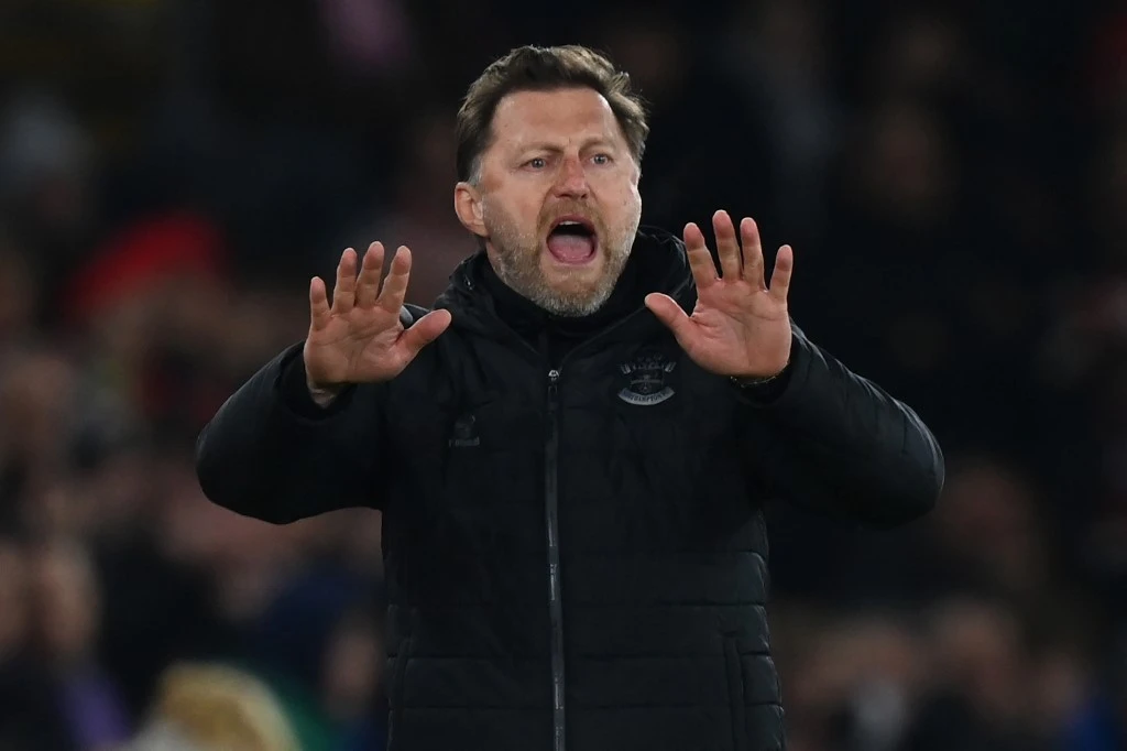 Southampton's Austrian manager Ralph Hasenhuttl gestures on the touchline during the English Premier League football match. (File/AFP)