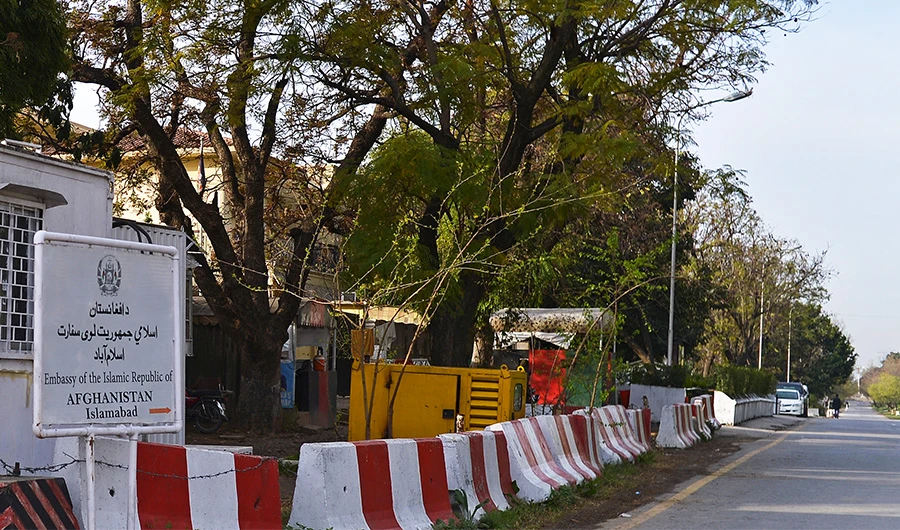 This photo taken on March 5, 2022, shows the Afghan embassy in Islamabad. (AFP)