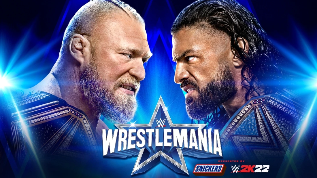 Brock Lesnar (left) and Roman Reigns will go head-to-head at WrestleMania 38 in April. (WWE)