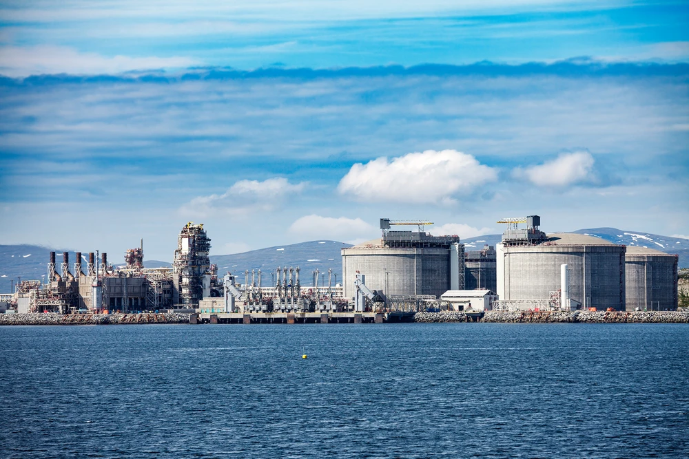 Hammerfest Island Muolkkut Northern Norway, gas processing plant. Shutterstock