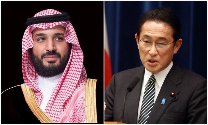 Japanese Prime Minister Fumio Kishida on Thursday held talks with Saudi Arabia’s Crown Prince Mohammed bin Salman. (SPA/AFP)