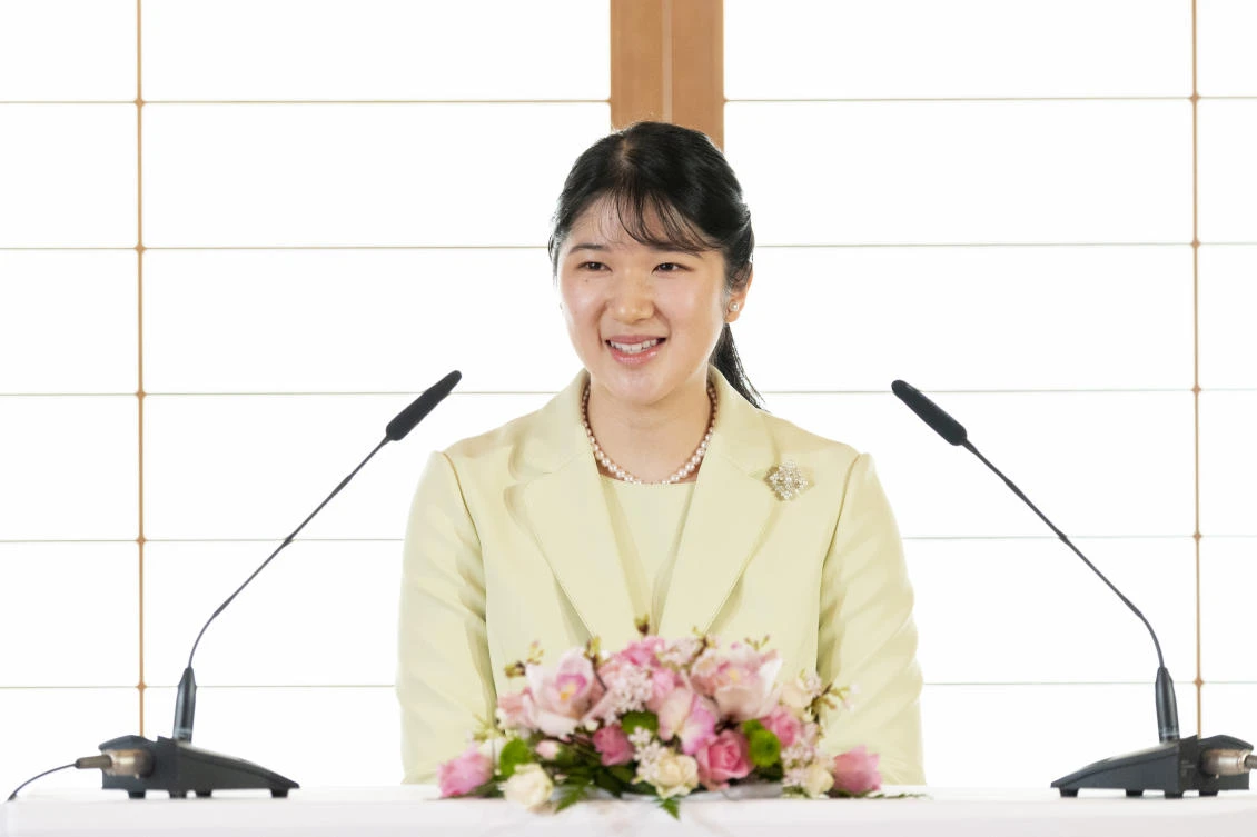 In this photo provided by Japan’s Imperial Household Agency, Japanese Princess Aiko speaks during her first news conference after she made her debut as a new adult member of the Imperial family on Thursday in Tokyo. (AP)
