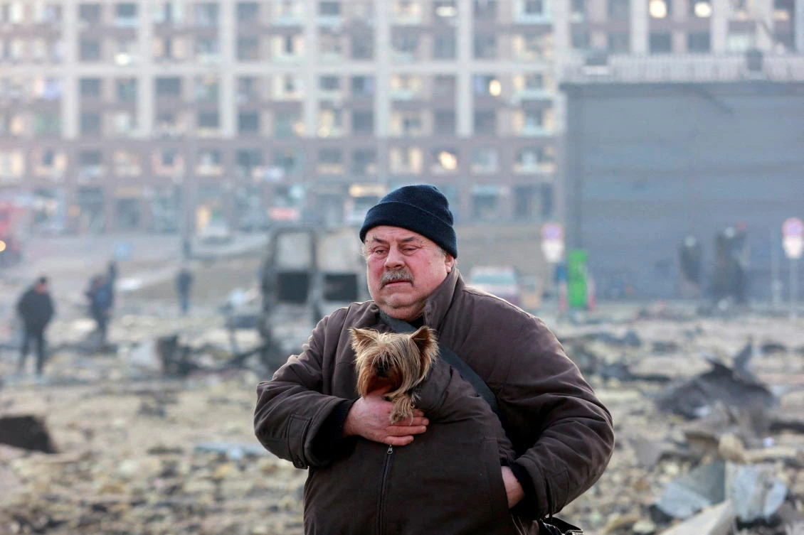 At least six people were killed in the overnight bombing of a shopping center in the Ukrainian capital Kyiv, above. (Reuters)