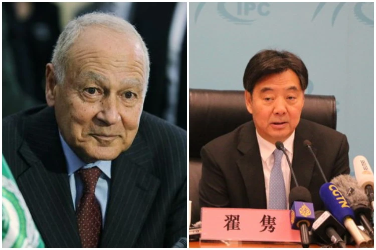 Ahmed Aboul Gheit (L), secretary-general of the Arab League, and Zhai Jun, ambassador and special envoy of the Chinese government in the Middle East. (Reuters/Chinese government)