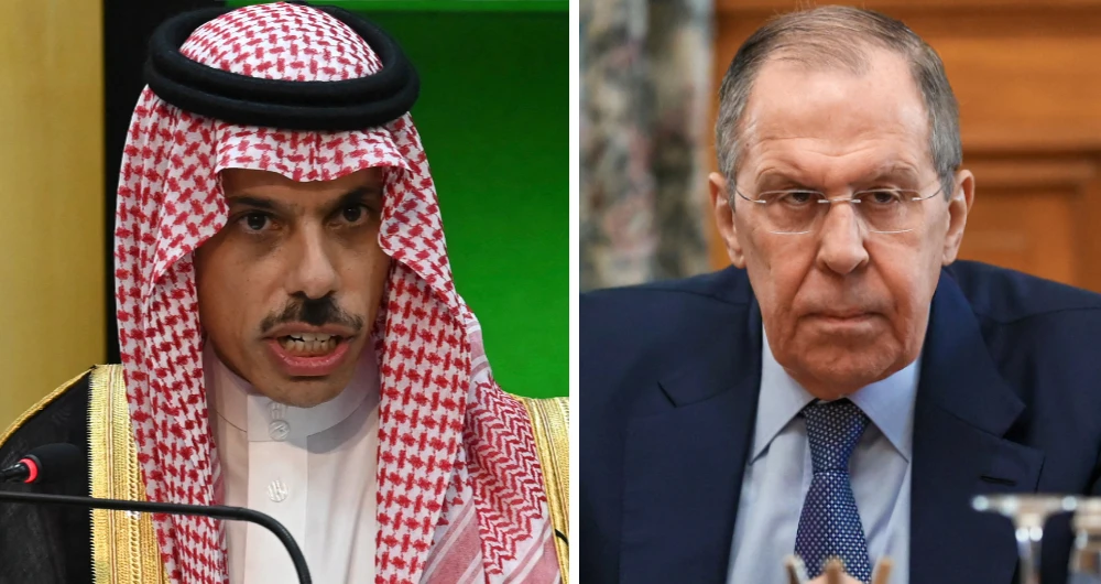 Prince Faisal bin Farhan and Sergei Lavrov shared a call. (AFP)