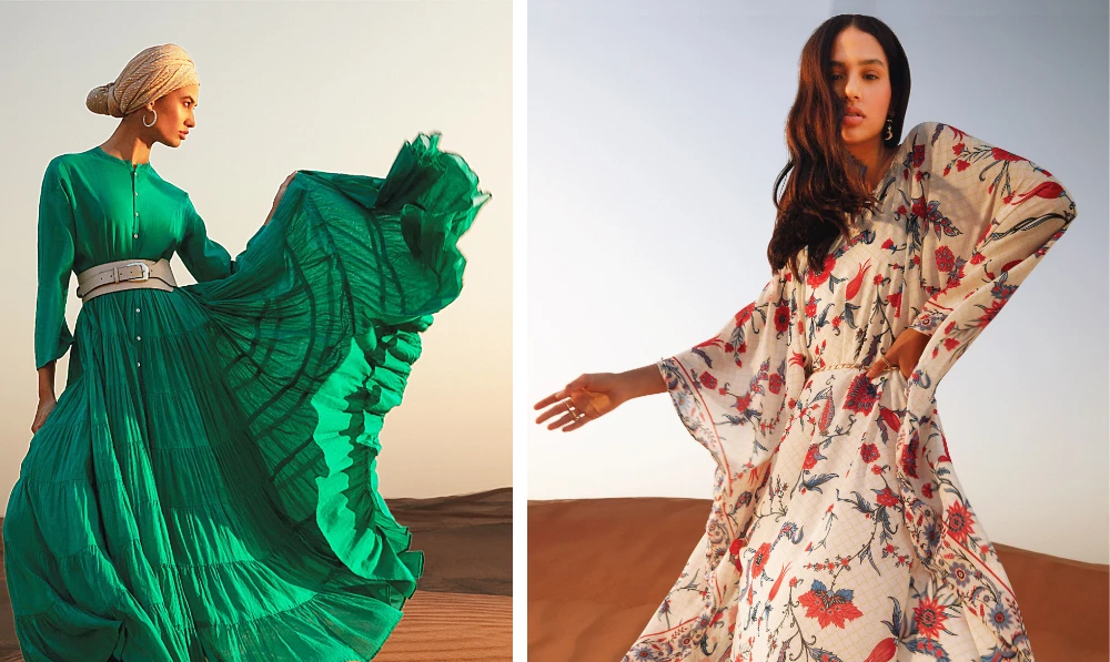 Paying homage to the modest movement, the women’s collection is led by dresses that combine modest tailoring with contemporary details. (Supplied)