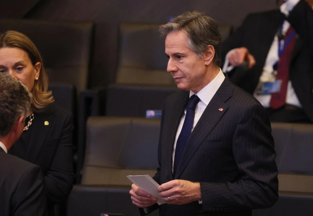 US Secretary of State Antony Blinken looks on as he attends a North Atlantic Council meeting during a NATO summit at NATO Headquarters in Brussels on Thursday. (AFP)
