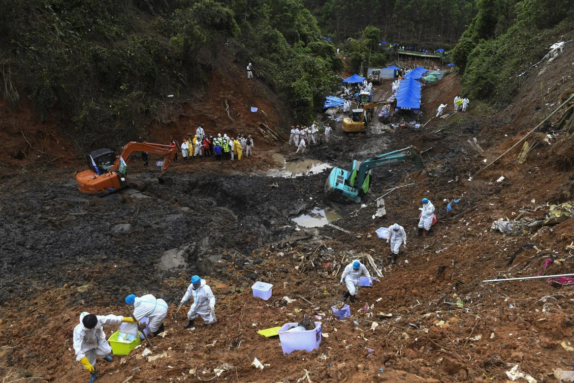Flight MU5735 crashed Monday as it was heading from the city of Kunming in southeastern China to Guangzhou. (Xinhua via AP)