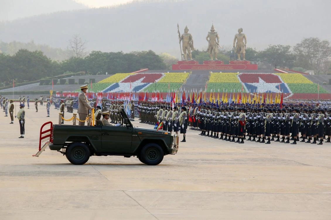 Myanmar’s junta chief General Min Aung Hlaing attends a ceremony to mark the country’s 77th Armed Forces Day in Naypyidaw on March 27, 2022. (AFP)