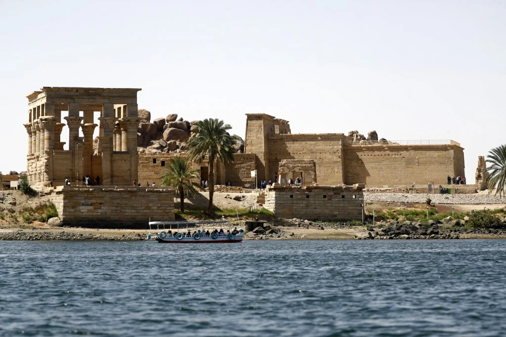 Above, the Philae temple on a small island of the same name, in the reservoir of the Aswan Low Dam in the city of Aswan in Upper Egypt. (AFP)