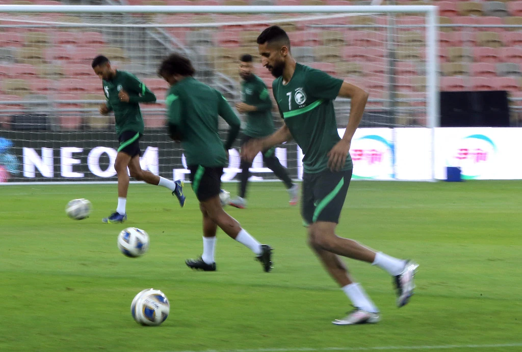 Saudi Arabia's Salman Al-Faraj during training (Reuters)