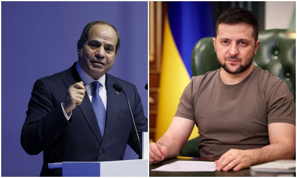 Egypt’s President Abdel Fattah El-Sisi has had a phone conversation with his Ukrainian counterpart Volodymyr Zelensky. (File/AFP)