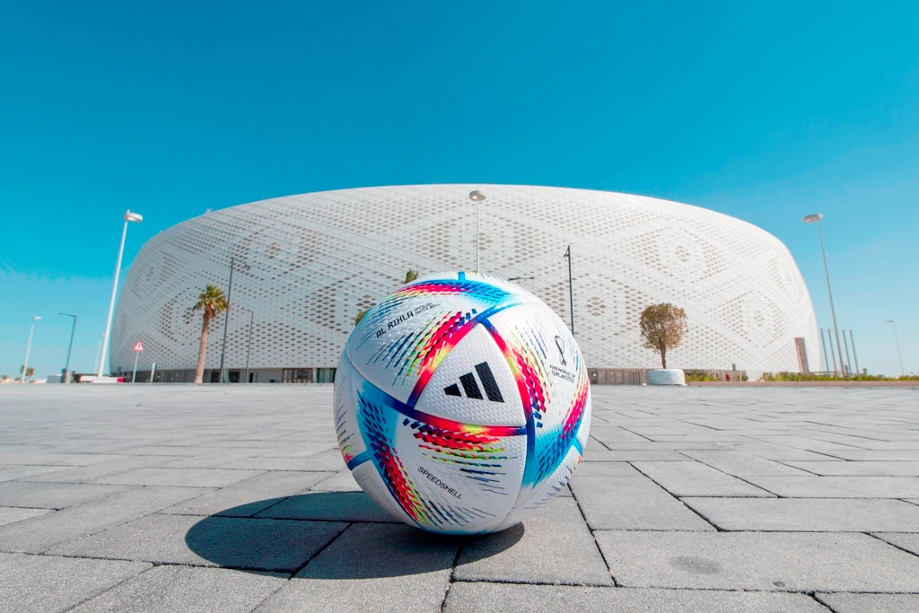 Al Rihla, the official match ball of the 2022 World Cup in Qatar.