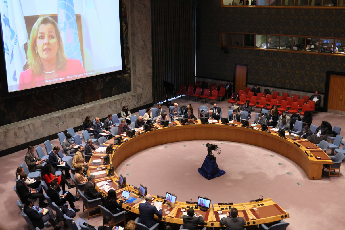 Members of the United Nations Security Council meet on April 19, 2022 in New York. The organization urgently needs is a deep consideration about how it fits into today's geopolitics. (AFP)
