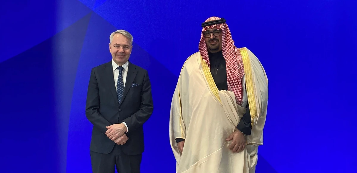 Saudi Arabia’s minister of Economy and Planning, Faisal Al-Ibrahim, alongside Pekka Haavisto, Finland’s Minister for Foreign Affairs. (@Ulkoministerio)