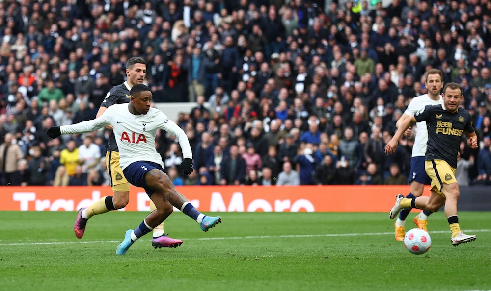 Tottenham Hotspur's Steven Bergwijn scores their fifth goal against Newcastle United in the Premier League. (Reuters)