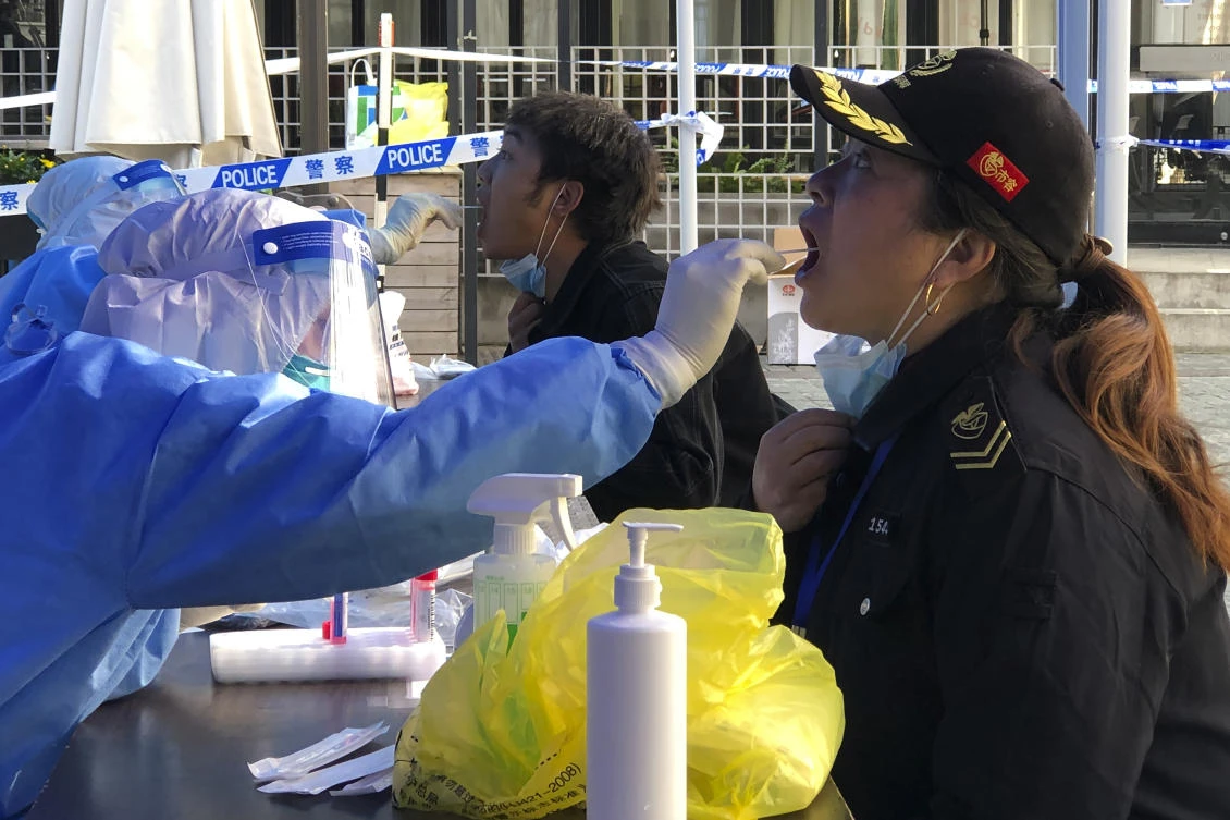 Shanghai has emerged as a test of China’s COVID-19 elimination strategy based on testing, tracing and quarantining all positive cases and their close contacts. (AP)