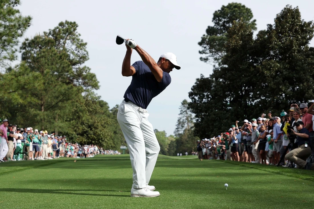 Woods was hospitalized for weeks and unable to walk for months after the February 2021 automobile accident. (File/AFP)