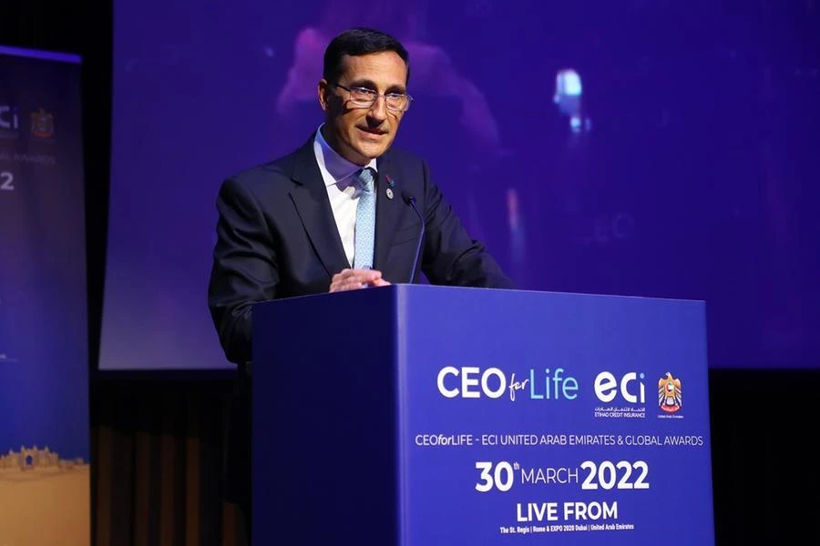 Massimo Falcioni, CEO of ECI giving his speech at CEOforLIFE-ECI Global Awards. (ECI)