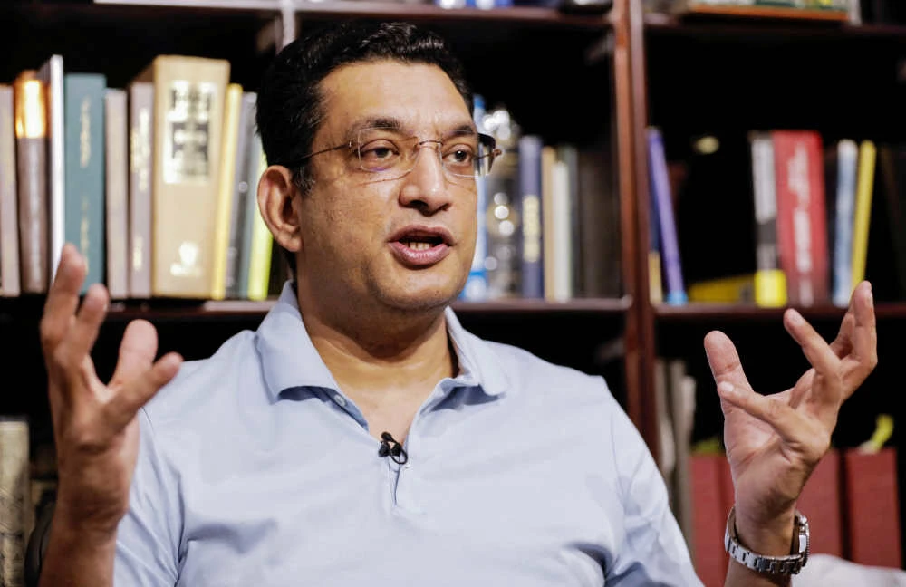 Ali Sabry, newly appointed minister of finance, speaks during an interview with Reuters, amid the country's economic crisis in Colombo, Sri Lanka, April 9, 2022. (REUTERS)