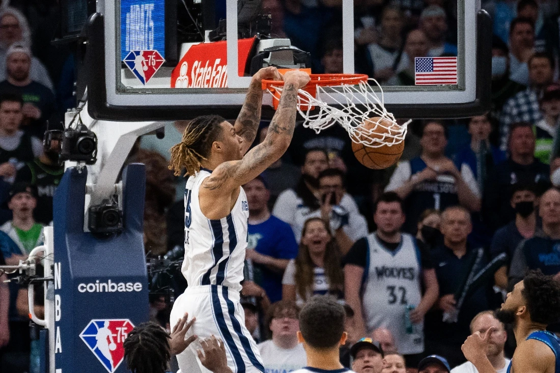 Memphis Grizzlies forward Brandon Clarke dunks against the Minnesota Timberwolves in the third quarter during Game 3 of their NBA first round playoff series at Target Center. (USA TODAY Sports)