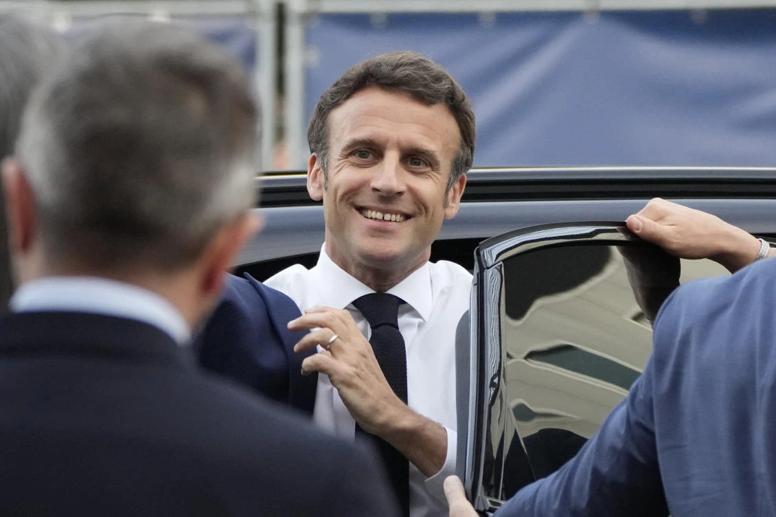 Centrist candidate and French President Emmanuel Macron. (AP)
