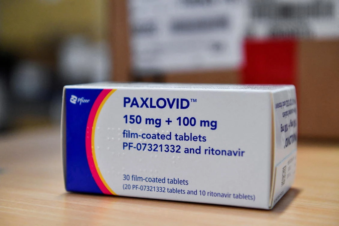 COVID-19 treatment pill Paxlovid is seen in a box, at Misericordia hospital in Grosseto. (Reuters)