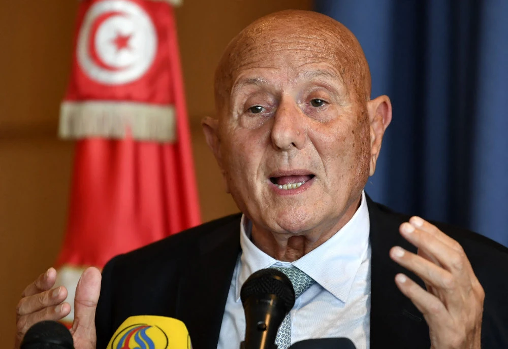 Tunisian politician Ahmed Najib Chebbi announces the launch of the National Salvation Front in Tunis. (AFP)