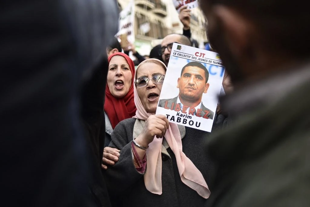 Karim Tabbou was sentenced to one-year in jail in March 2020 for ‘undermining national security’. (AFP)