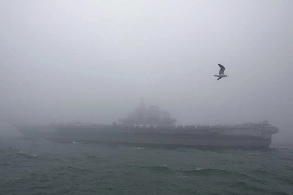 Although there was no incursion into Japan’s territorial waters, helicopters on board the Liaoning carrier, above, took off and landed. (AFP)