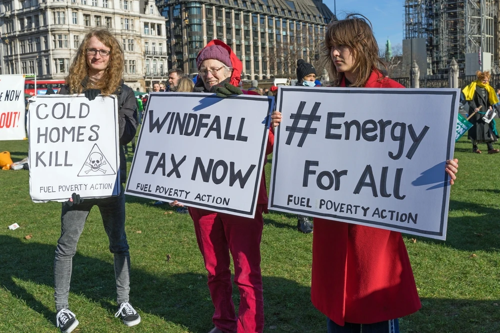 Protest in Parliament Square about the rising energy and fuel prices, London. (Shutterstock)