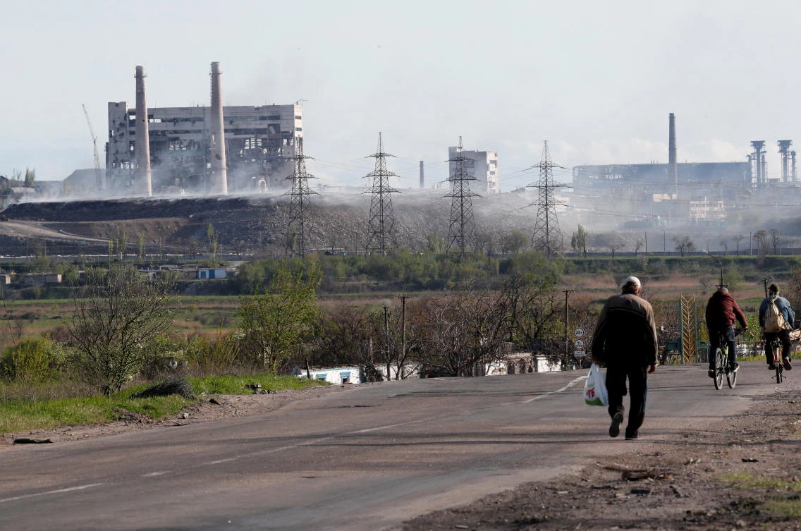 Some 100 civilians were evacuated from the tunnels beneath the Azovstal steel plant in Mariupol. (Reuters)