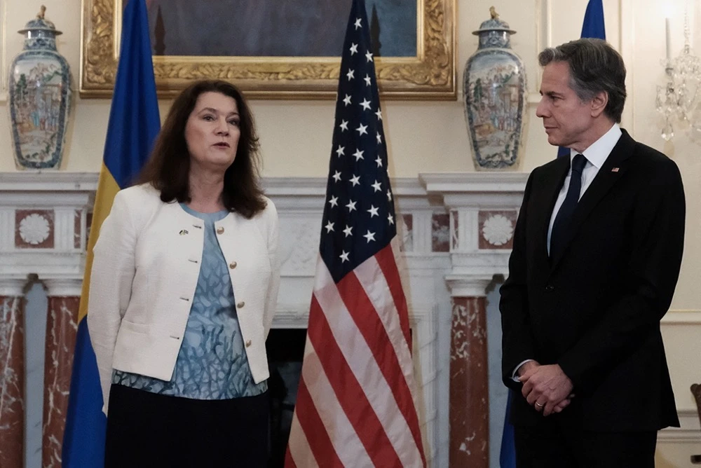 “I feel very sure that now we have an American assurance,” Linde told Swedish TV from Washington after meeting US Secretary of State Antony Blinken. (Reuters)