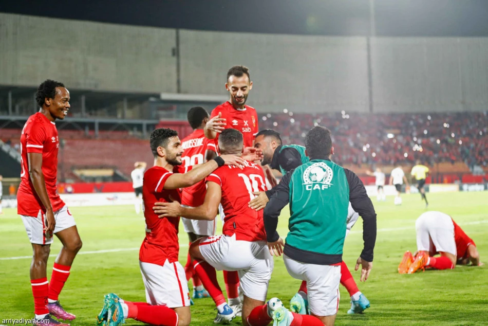 Al-Ahly players celebrate during their 4-0 win over ES Setif on Saturday. (Arriyadiyah)