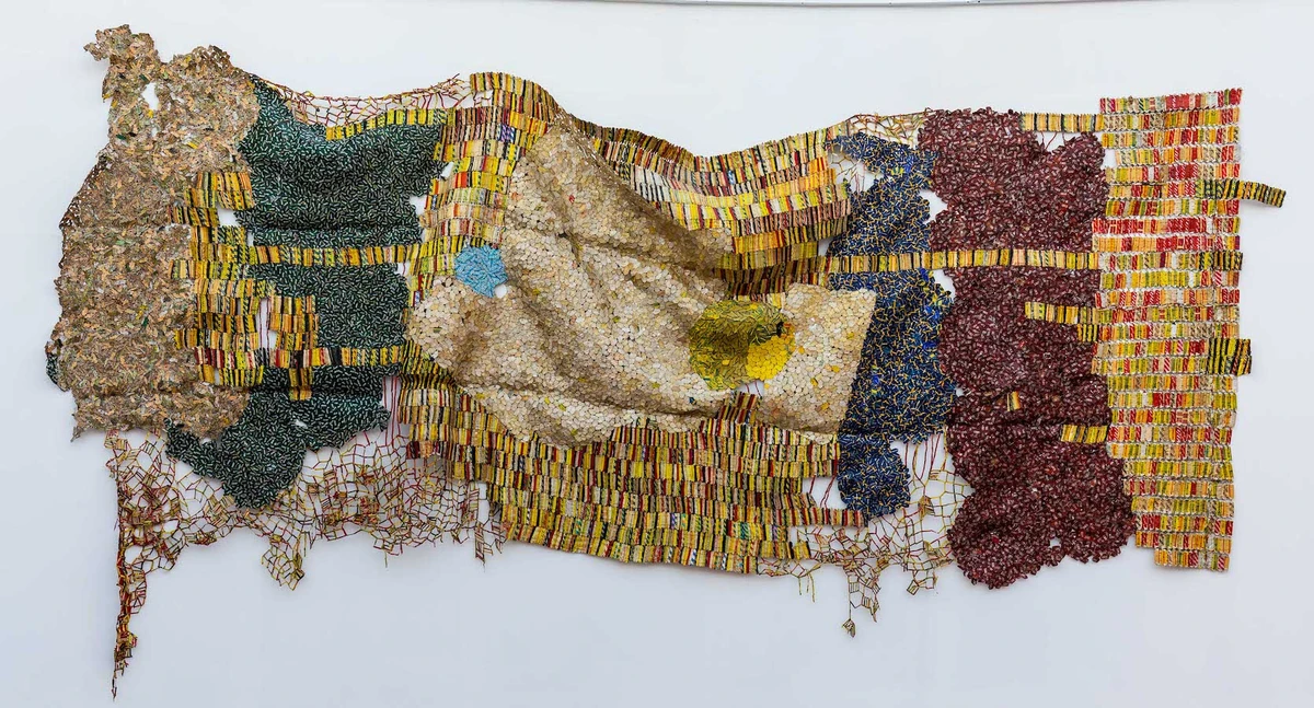El Anatsui, TT, 2021, Aluminium and copper wire, 300 cm x 620.6 cm. (Supplied)