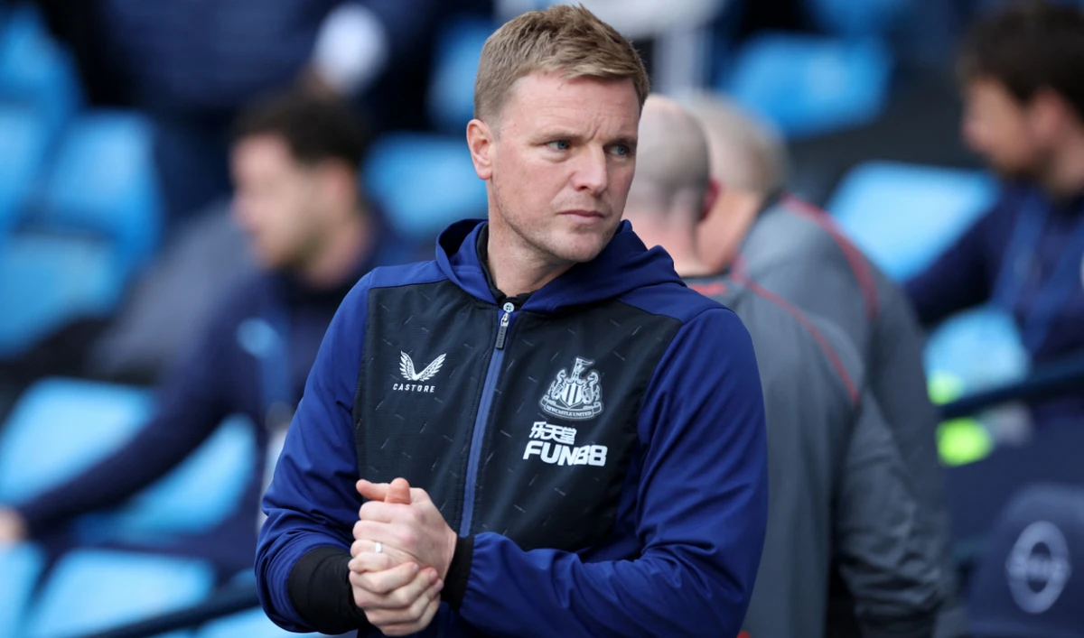 Newcastle United manager Eddie Howe before the match against Manchester City on May 8, 2022. (Reuters)