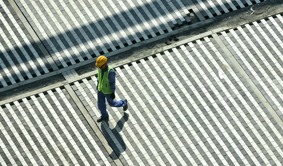 This picture taken on October 22, 2019 in Dubai shows a construction worker at the site of the Expo 2020. (AFP/FILE)