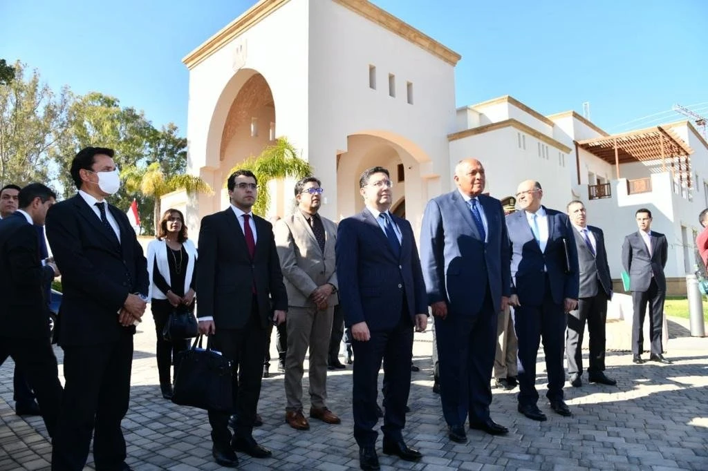 Sameh Shoukry and Nasser Bourita in Rabat. (Twitter Photo)