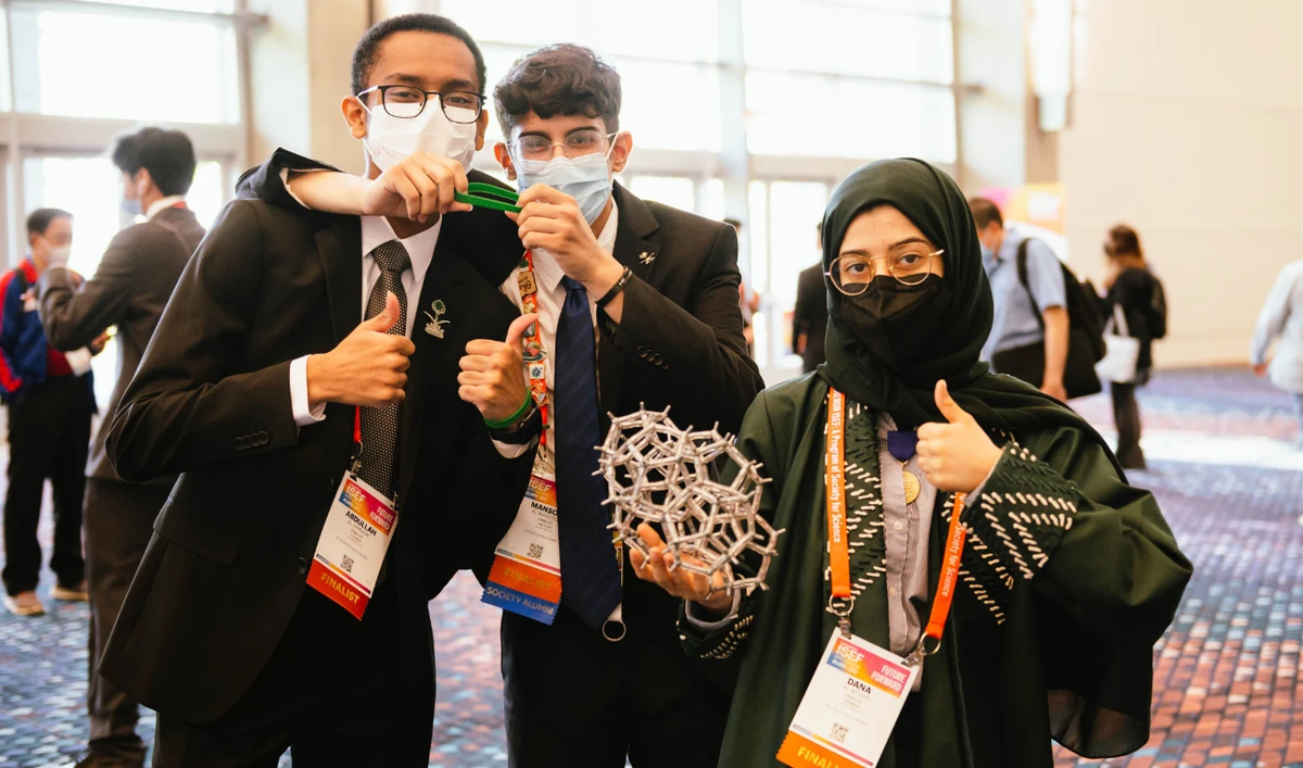 The Saudi students installed project signboards in the exhibition, took part in workshops in preparation for the arbitration tours, and trained the female Saudi student who won the Broadcom Master awards. (Supplied)