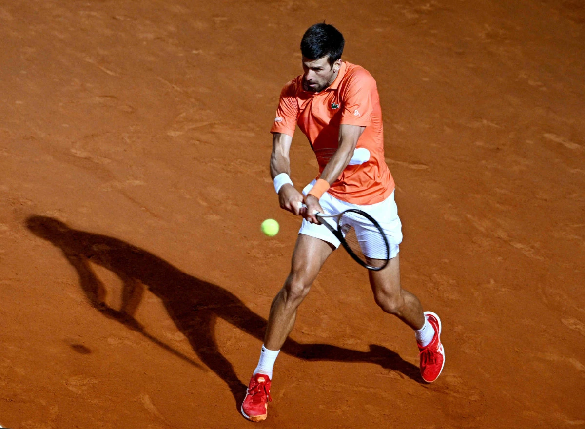 Serbia's Novak Djokovic during his quarterfinal match against Canada's Felix Auger-Aliassime at the ATP Rome Open tennis tournament on May 13, 2022 in Rome. (AFP)