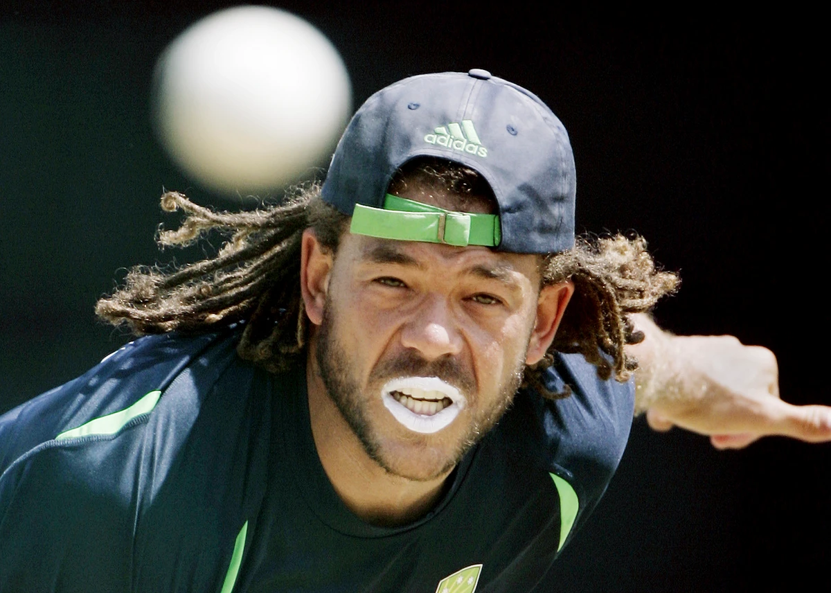 Australia's Andrew Symonds bowls in the nets during a traiing session on April 15, 2007, at the National Stadium at St. George's, Grenada. (AP/FILE)