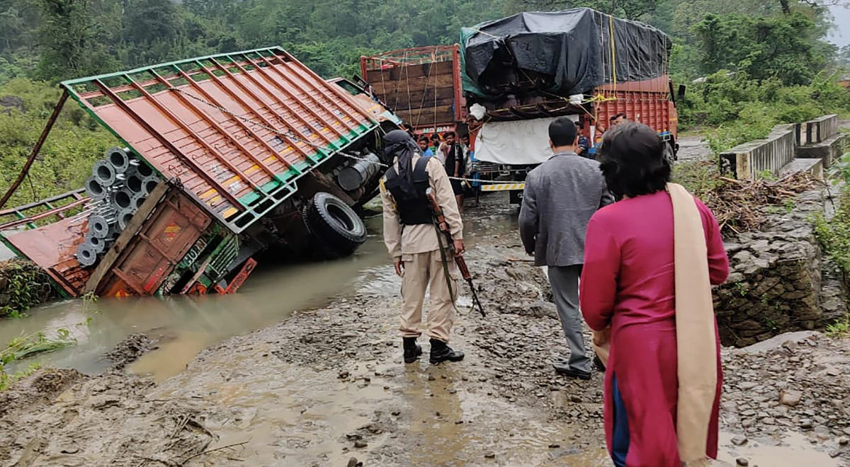 Torrential rains lashed most of the rugged state, and the downpour continued on Wednesday, with more forecast over the next two days. (Dima Hasao district administration via AP)